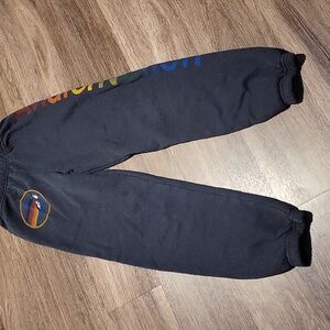 Aviator Nation Kids Black Joggers with Rainbow Accents